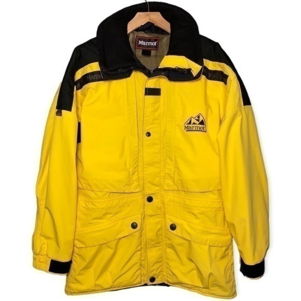 Marmot Men’s Size M Yellow Black Goretex Performance Shell Coat Jacket - Picture 4 of 9